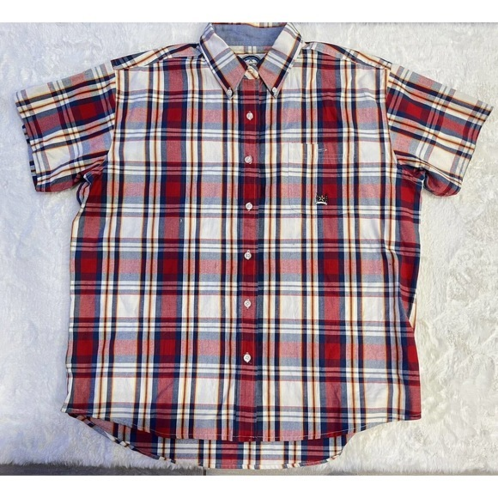Texas‎ Authentic Dry Goods 100% Cotton Plaid Shirt Mens Size Large Button Down